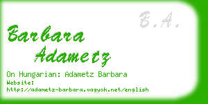 barbara adametz business card